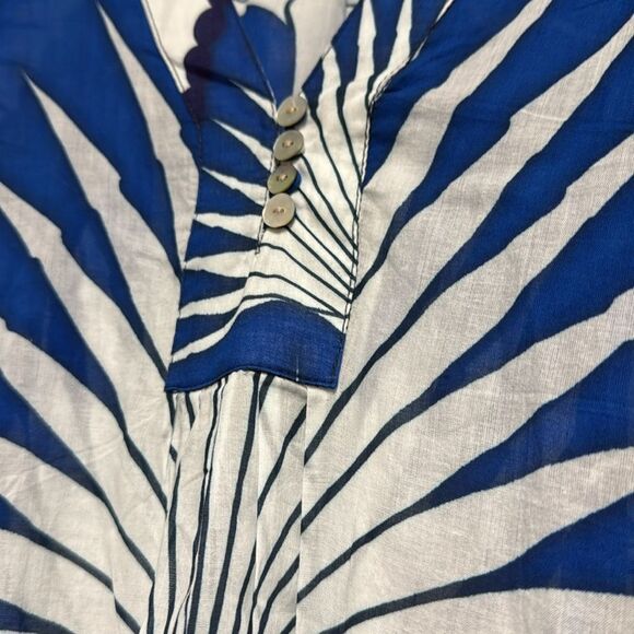 LOTTY B MUSTIQUE - Blue and White Palm Leaf Kaftan - Brand New - One Size - Picture 4 of 5